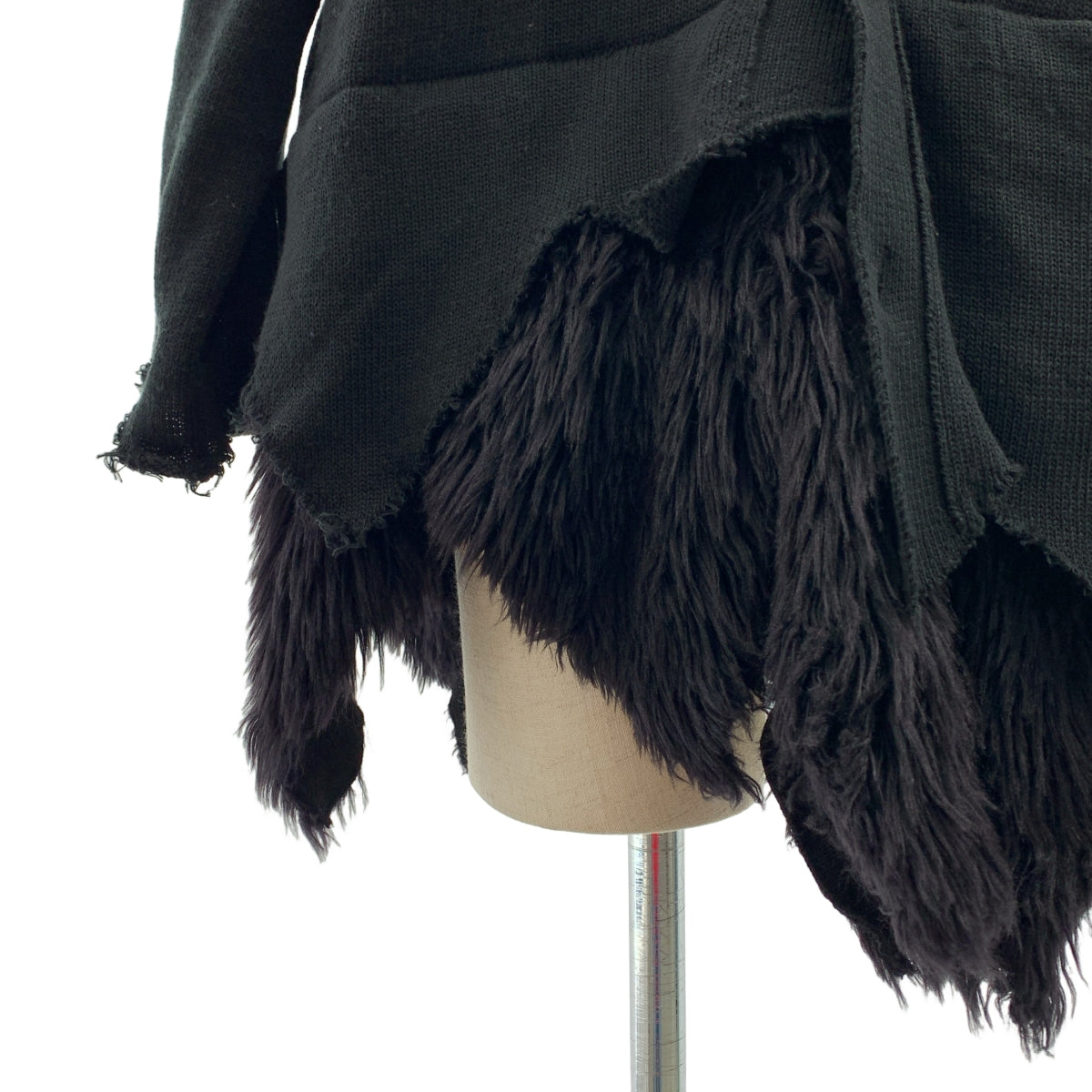 BLACK COMME des GARCONS / ブラックコムデギャルソン | 2023AW | Faux Fur Hem Cardigan / 変形 ファードッキング カットオフ ニット カーディガン | XS | レディース