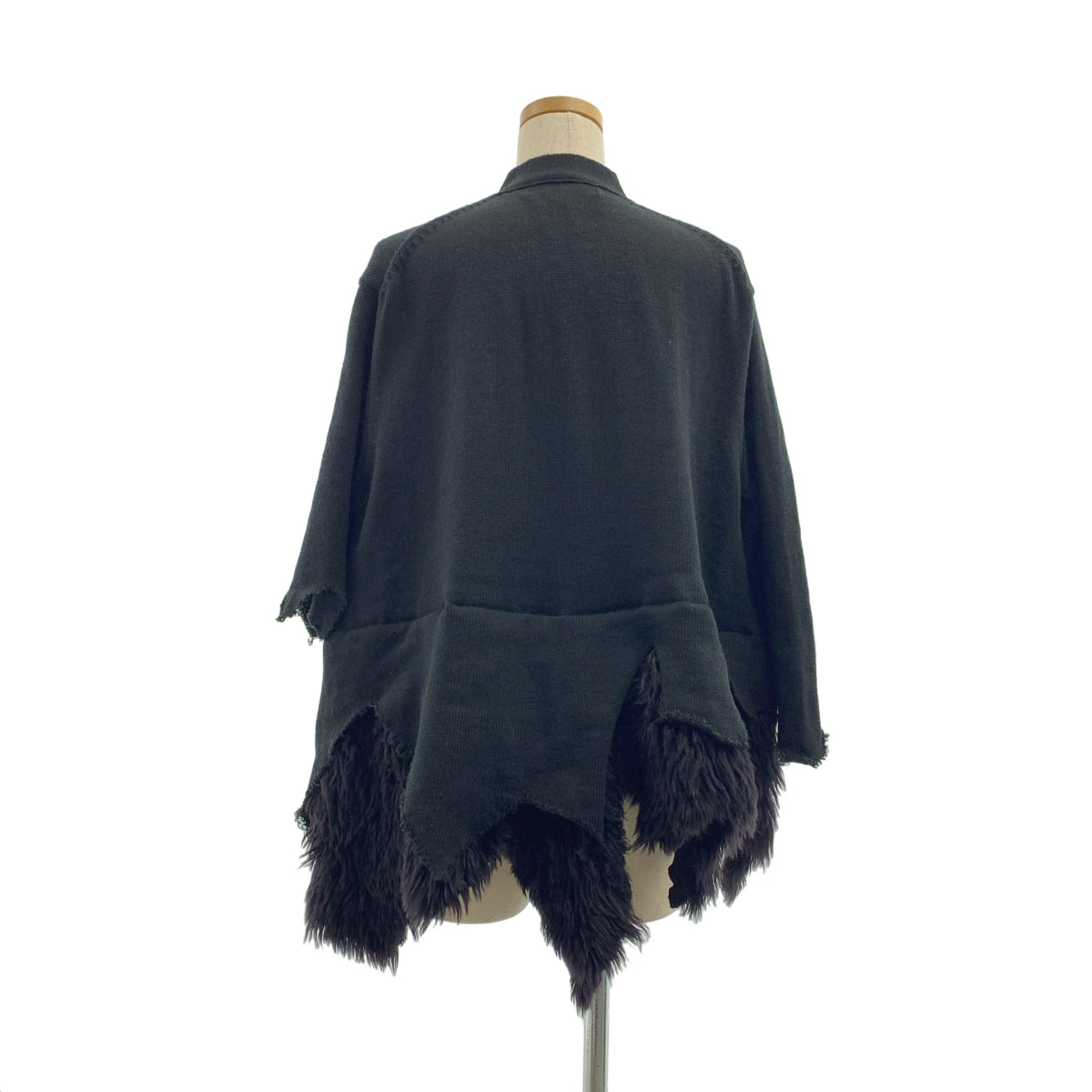BLACK COMME des GARCONS / ブラックコムデギャルソン | 2023AW | Faux Fur Hem Cardigan / 変形 ファードッキング カットオフ ニット カーディガン | XS | レディース