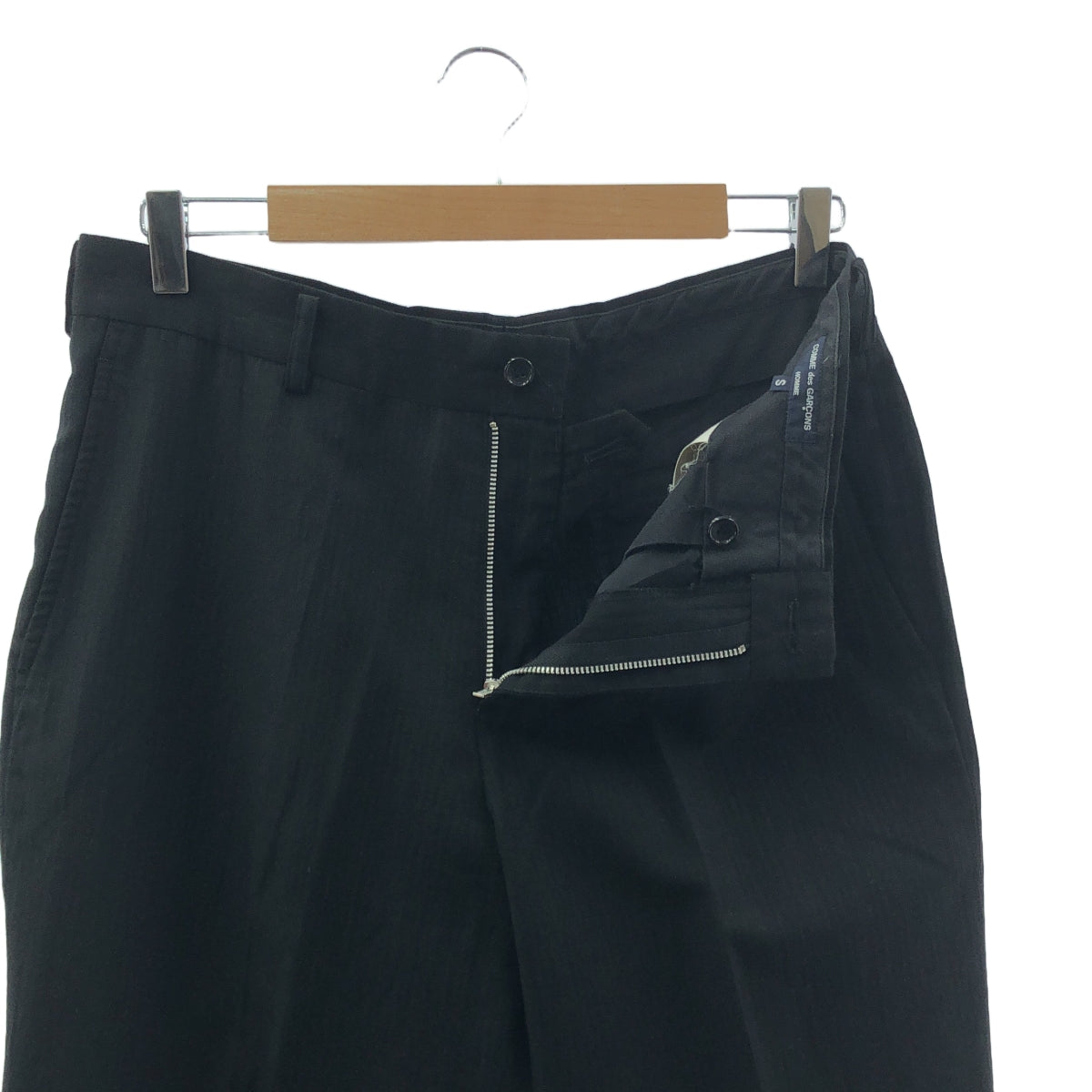 COMME des GARCONS 男士 | 2009秋冬 |羊毛亞麻人字紋休閒褲 | S |黑色|男士