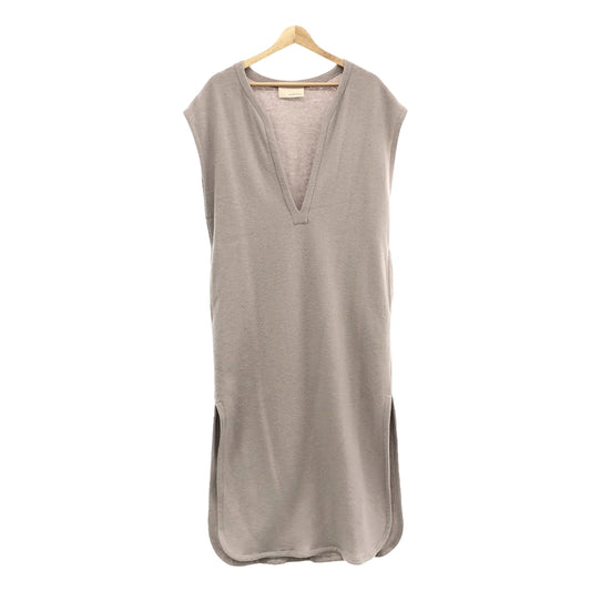 aere | V-neck wool slit dress | Light gray | Women's