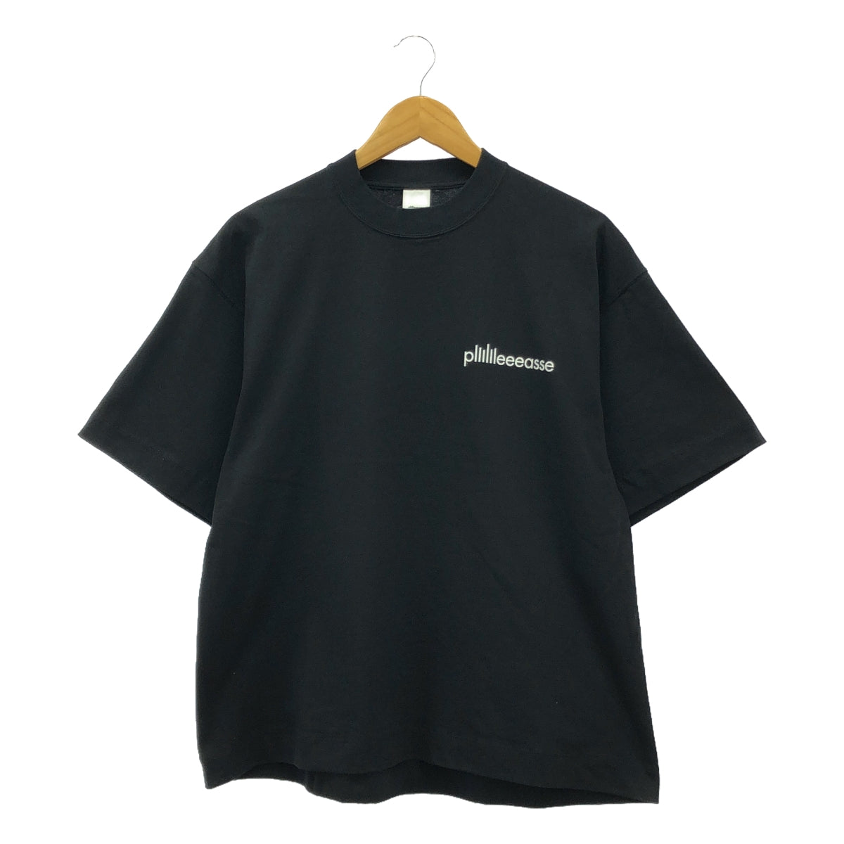【美品】  plllllleeeasse / プリーズ | ロゴ クルーネック Tシャツ カットソー | M | ブラック | メンズ