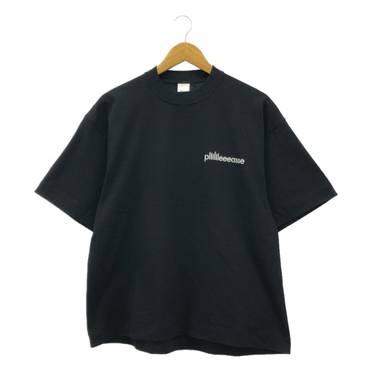 【美品】  plllllleeeasse / プリーズ | ロゴ クルーネック Tシャツ カットソー | M | ブラック | メンズ