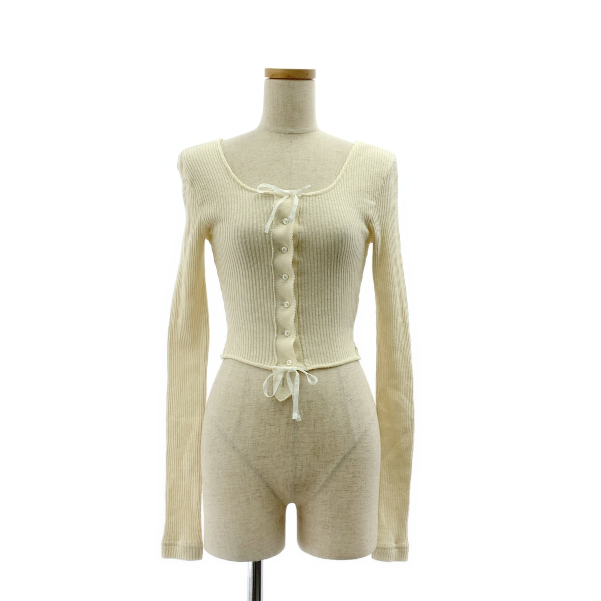 內田文香 | 復古羅紋束身長袖羅紋針織開襟衫 | M碼 | 女款