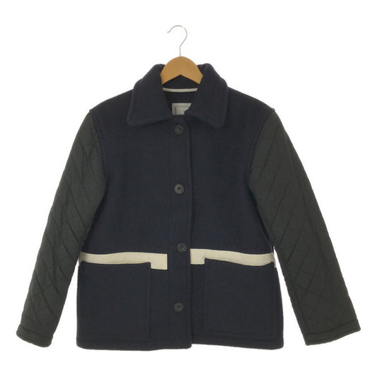 JW Anderson | Wool, Quilted Sleeves, Mixed Material Jacket | S | Navy | Women's