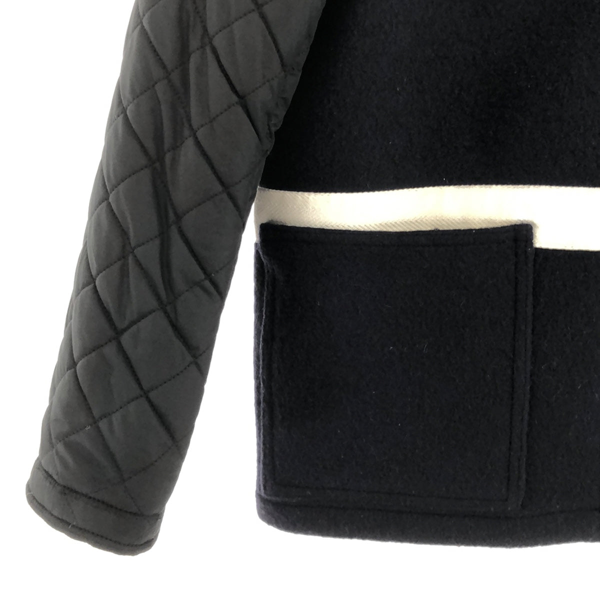 JW Anderson | Wool, Quilted Sleeves, Mixed Material Jacket | S | Navy | Women's