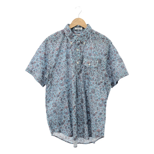 [Good Condition] Engineered Garments | POPOVER BD SHIRT - COTTON FLORAL LAWN / Floral pullover shirt with all-over print | S | Blue | Men's