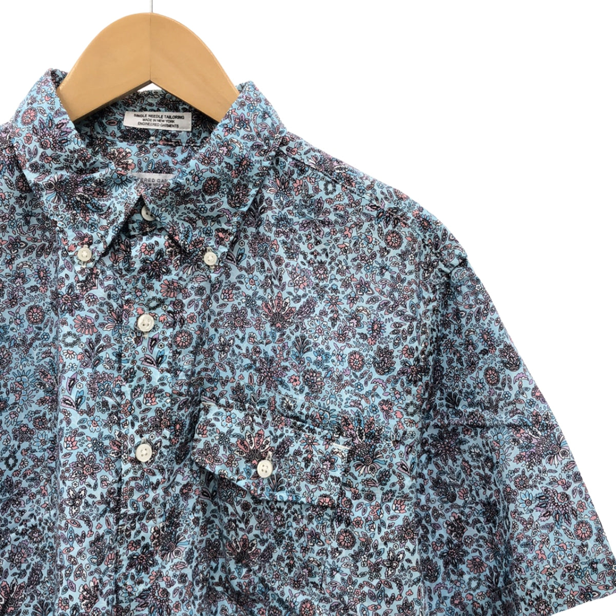 [Good Condition] Engineered Garments | POPOVER BD SHIRT - COTTON FLORAL LAWN / Floral pullover shirt with all-over print | S | Blue | Men's