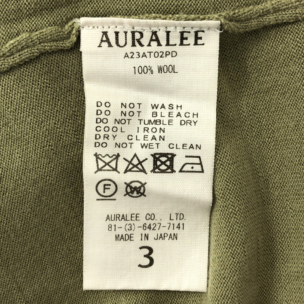 AURALEE | 2023 秋冬超高紗布羊毛針織高領毛衣 | 3 碼 | 卡其色 | 男款