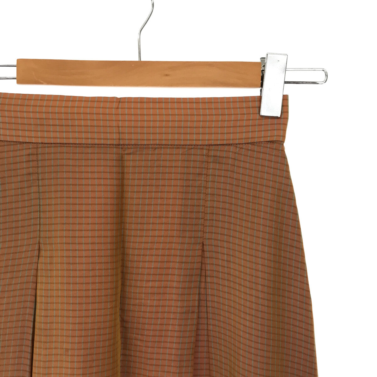 [New] Ron Herman | 2021AW | Tuck Flare Jacquard Pleated Check Skirt | XS | Orange | Women's