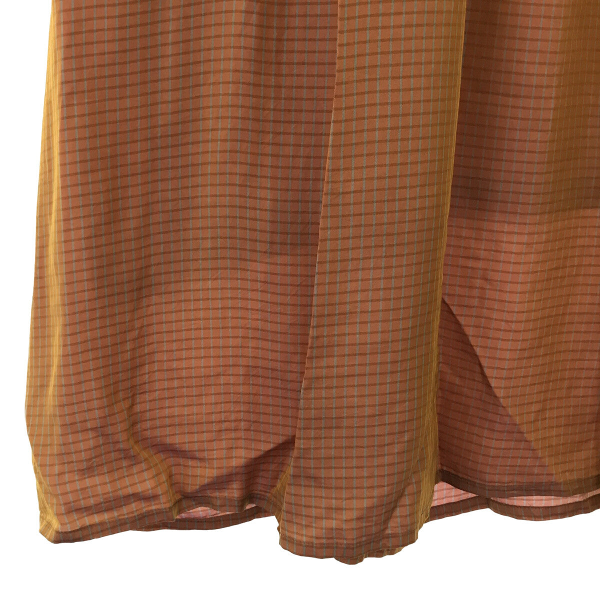 [New] Ron Herman | 2021AW | Tuck Flare Jacquard Pleated Check Skirt | XS | Orange | Women's