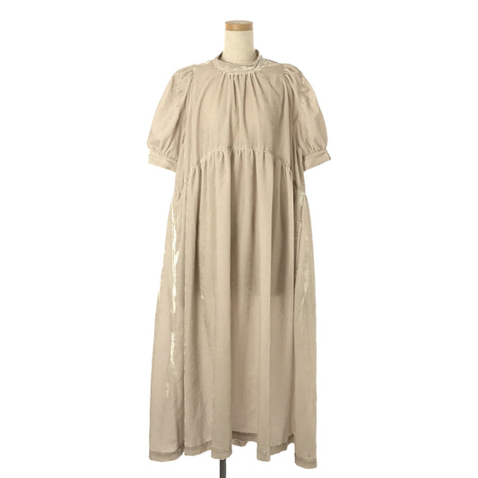 [Good Condition] naokitomizuka / Naoki Tomizuka | 2023AW | Velvet Puff Sleeve Dress | 2 | Beige | Women's