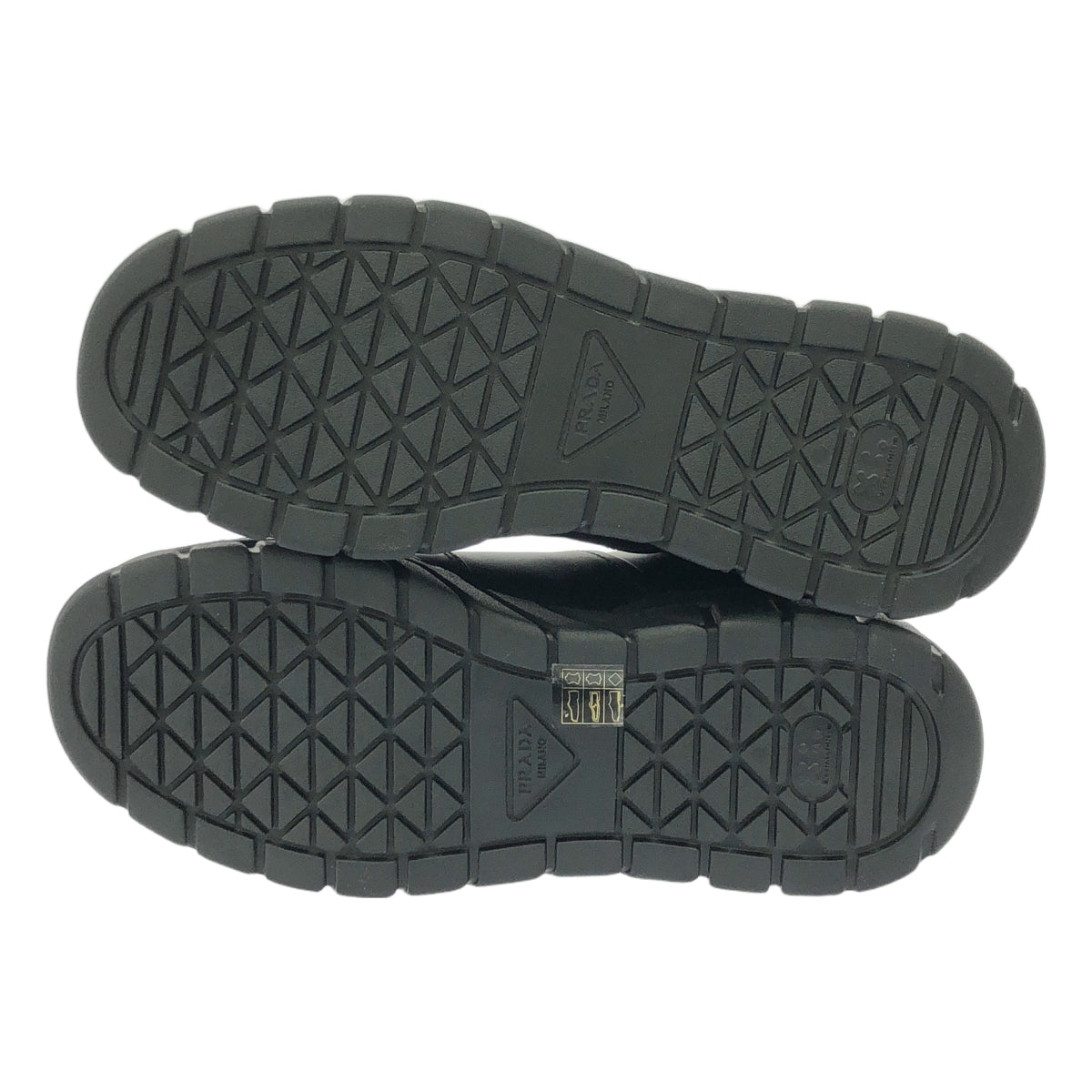 [新品] PRADA / 普拉達 |三角形標誌皮革運動鞋 |運動鞋 | 6 |黑色 |女性的