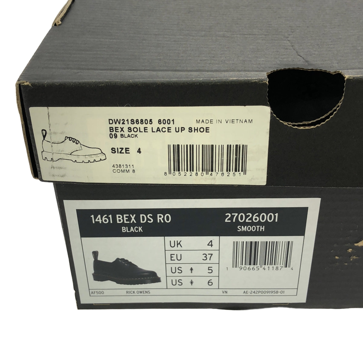 [New] Dr.Martens / Dr. Martens | × Rick Owens 1461 BEX DS R0 Leather Lace-up Shoes | Size 23 | Black | Women's