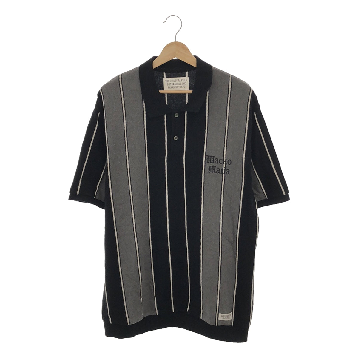 WACKO MARIA | STRIPED KNIT POLO SHIRT | Cotton, rayon, silk knit polo shirt | XL | Men's