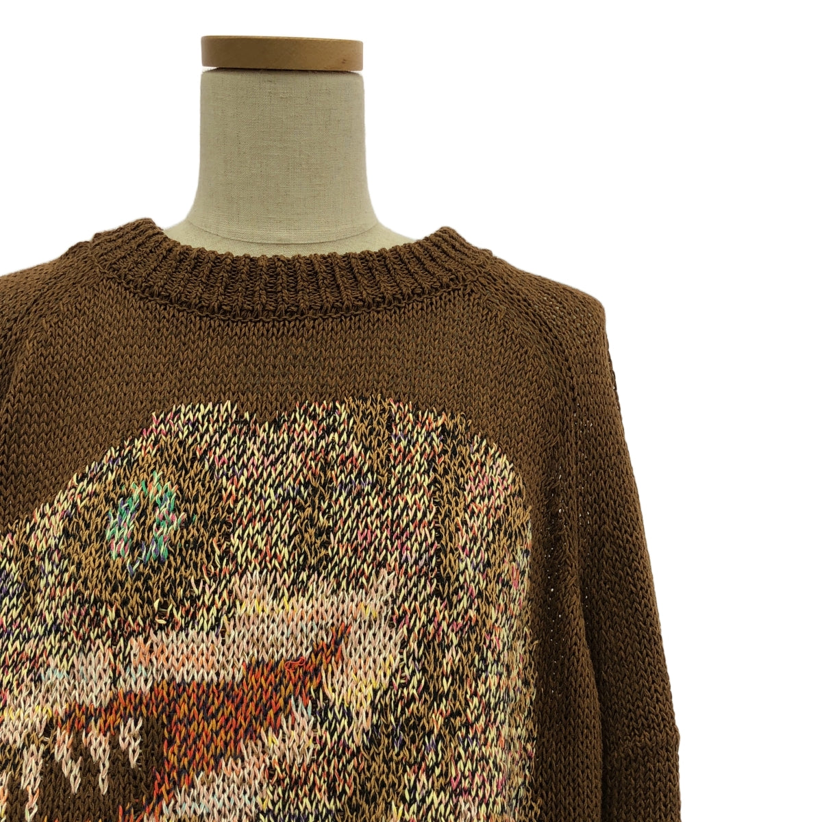 PHOTOCOPIEU | CREMENCE DINO KINT | Dinosaur crew neck rib knit pullover | Dark brown | Women's
