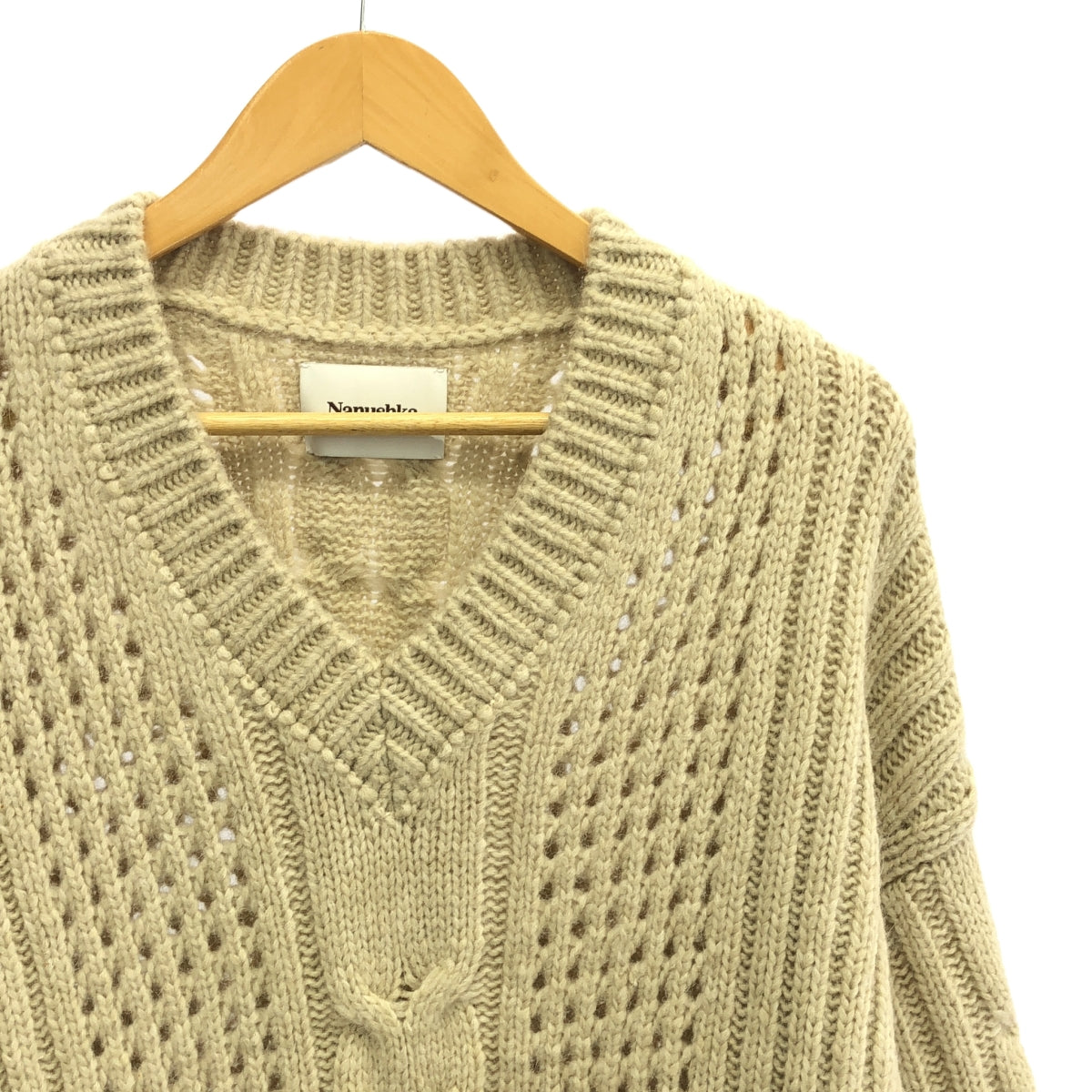 Nanushka / 나누슈카 | 알파카 오버사이즈 케이블 니트 | S | 베이지 | 여성
