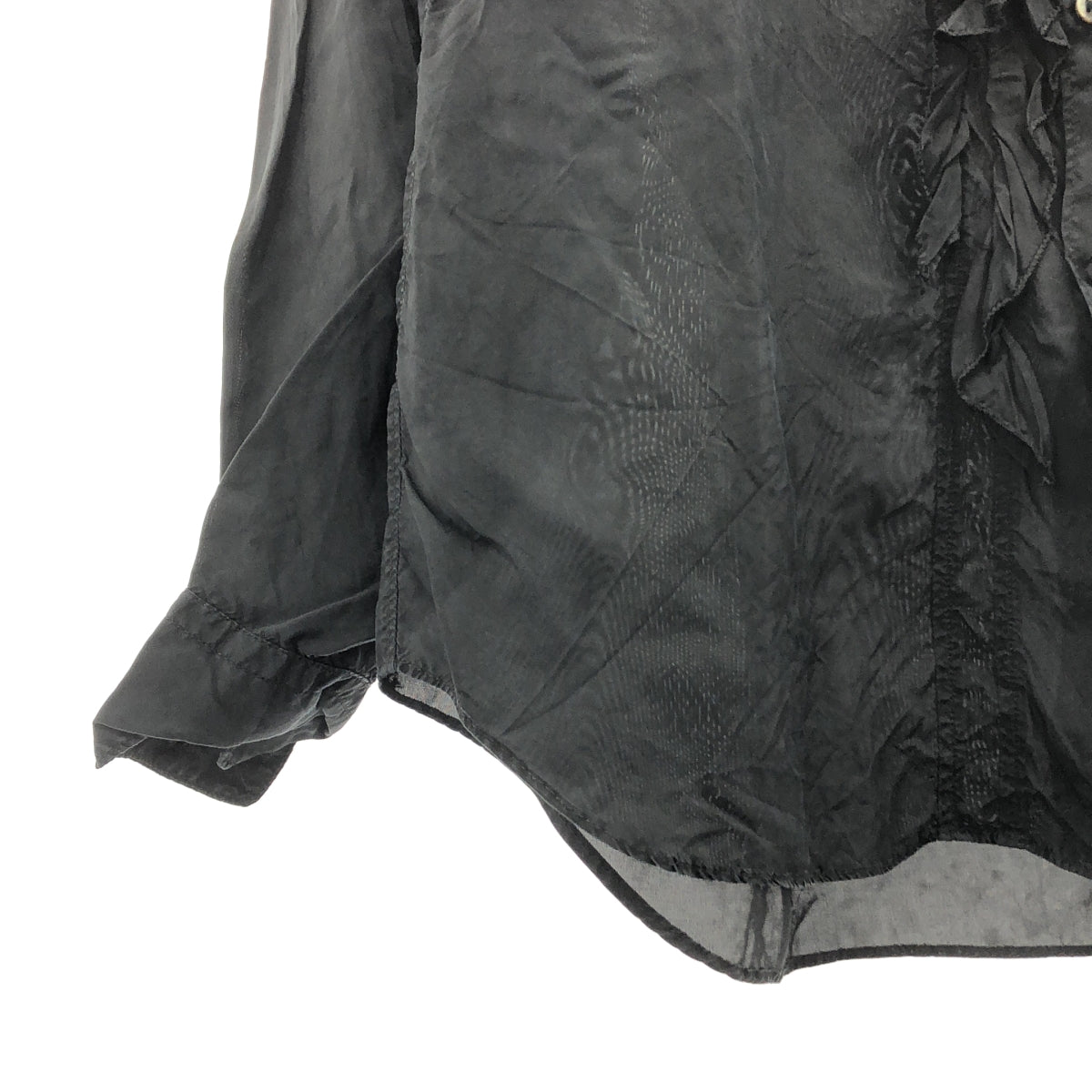 COMME des GARÇONS HOMME PLUS | 2017 春夏 |銅氨絲褶邊無領襯衫 | SHOPBOP尺寸 M |黑色|男士