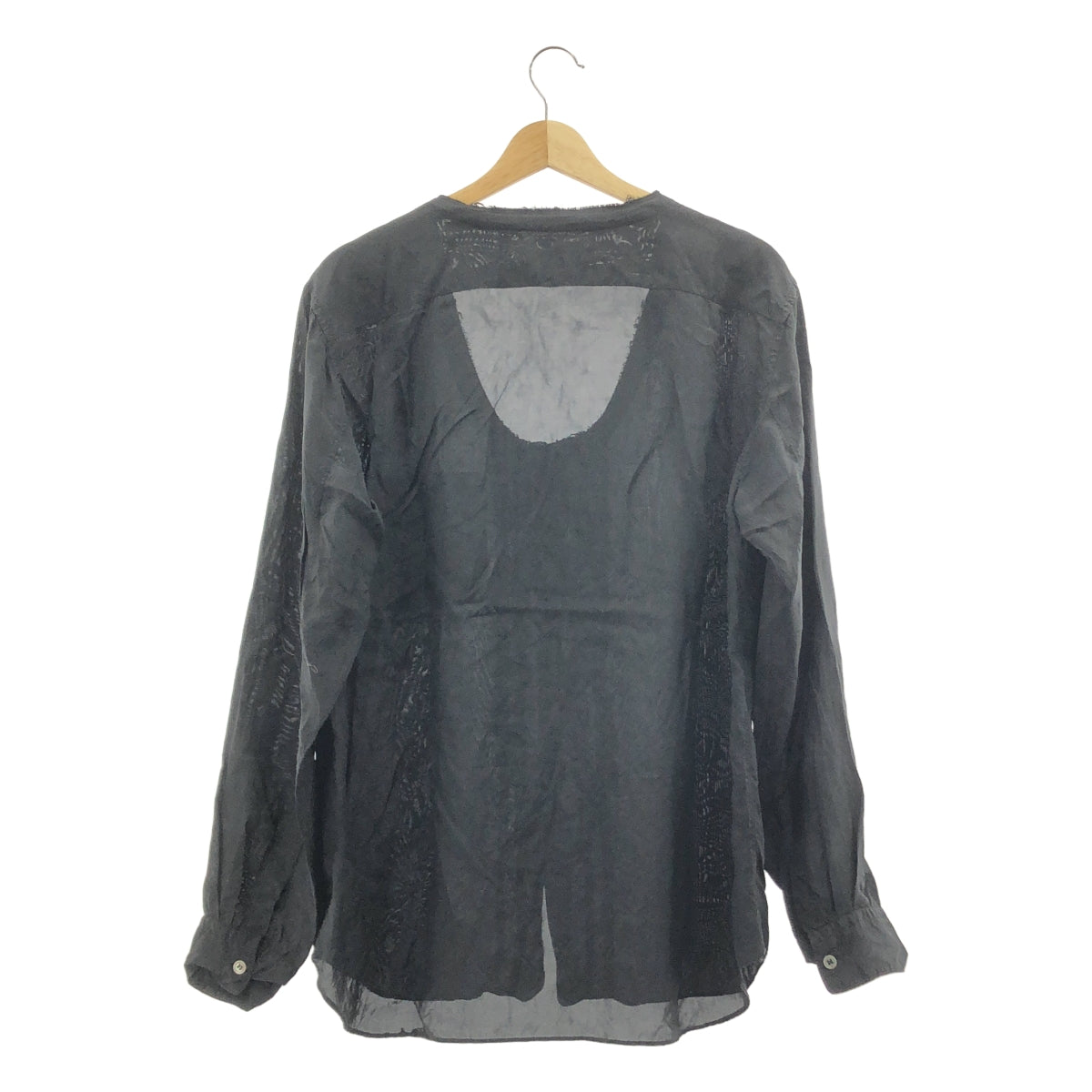 COMME des GARÇONS HOMME PLUS | 2017 春夏 |銅氨絲褶邊無領襯衫 | SHOPBOP尺寸 M |黑色|男士