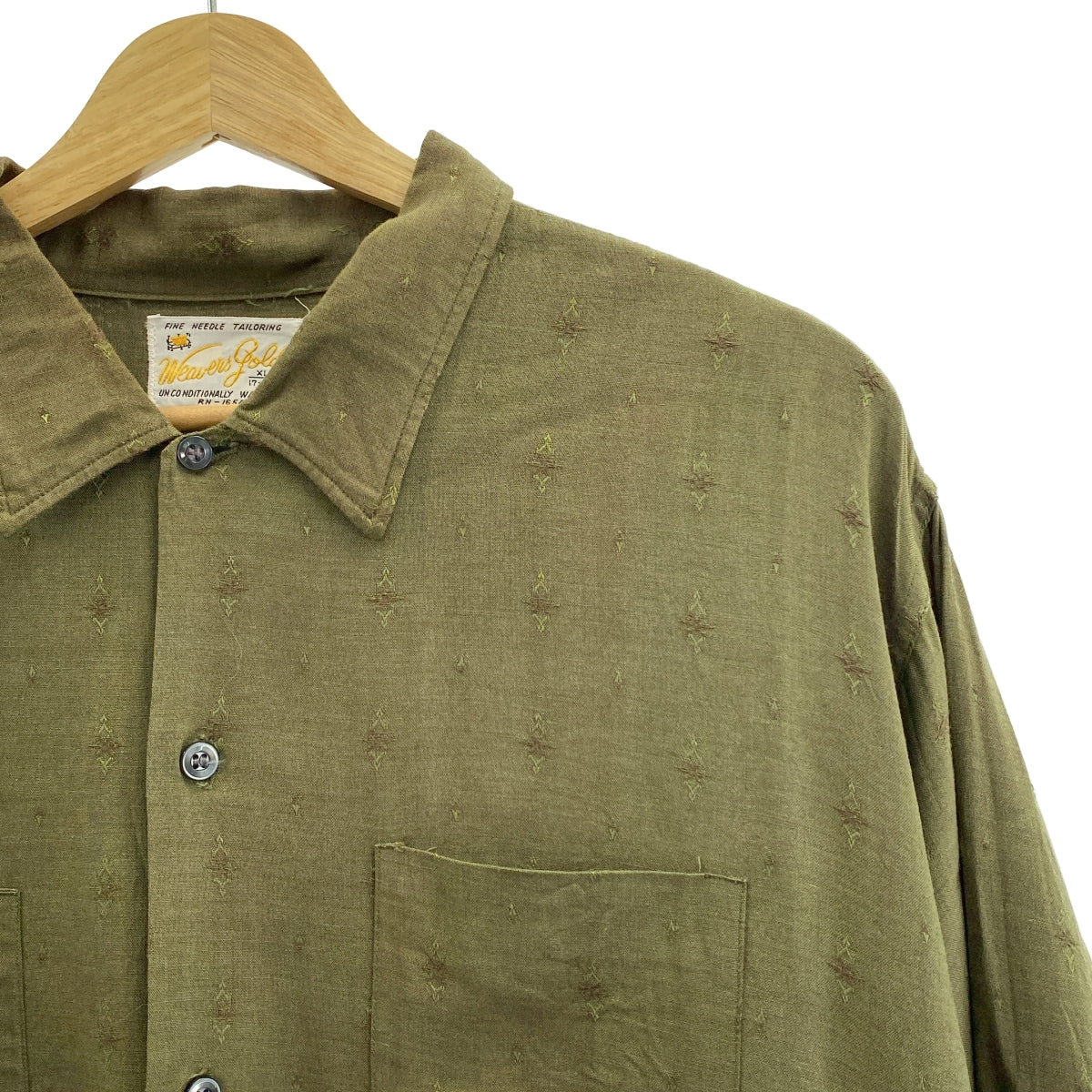 復古 / 復古服飾 | 1950 年代 Weavers 金色人造絲全印花襯衫 | XL | 男士