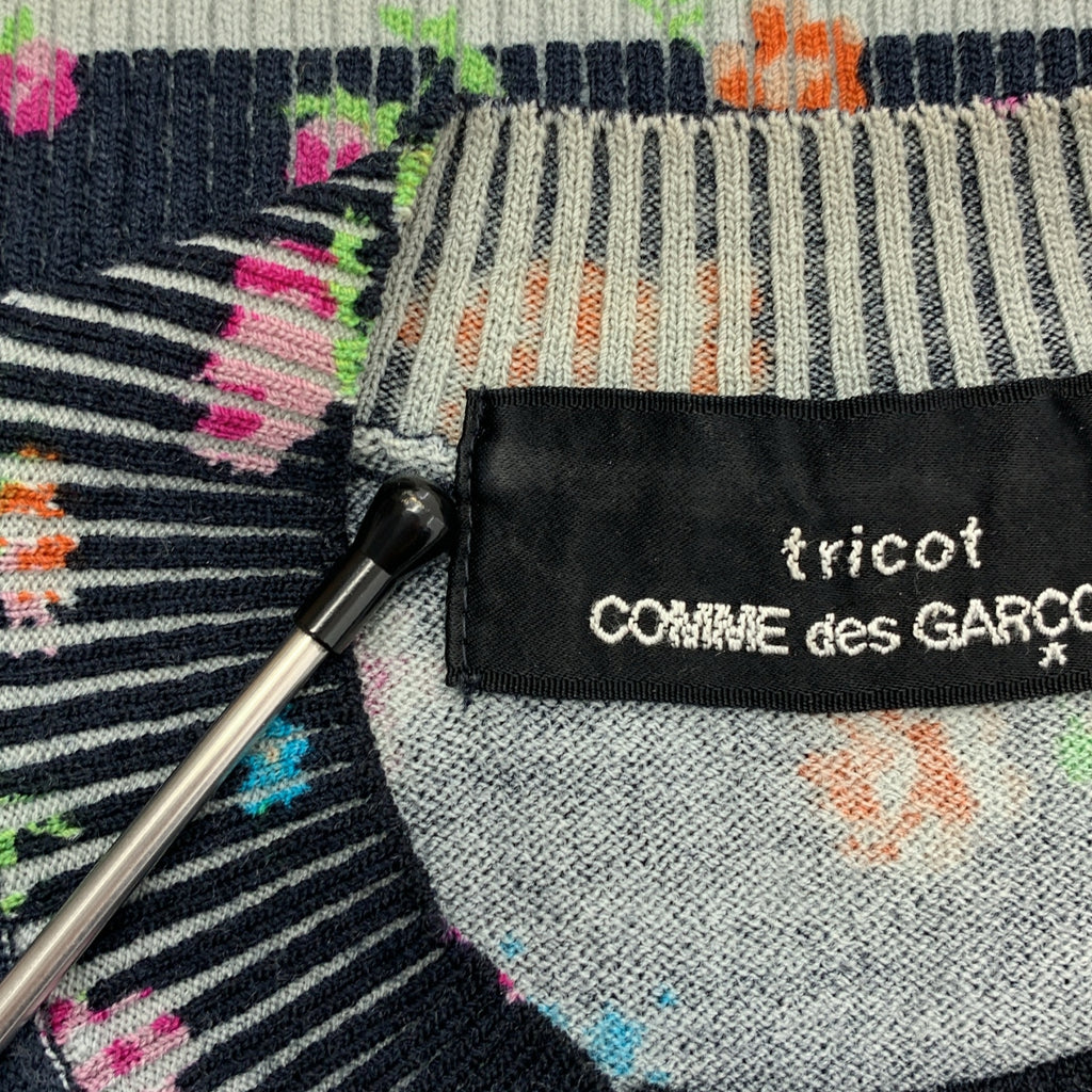 tricot COMME des GARCONS / 트리코 콤 데 갤슨 | 2005AW | 울 총무늬 꽃 니트 스웨터 |