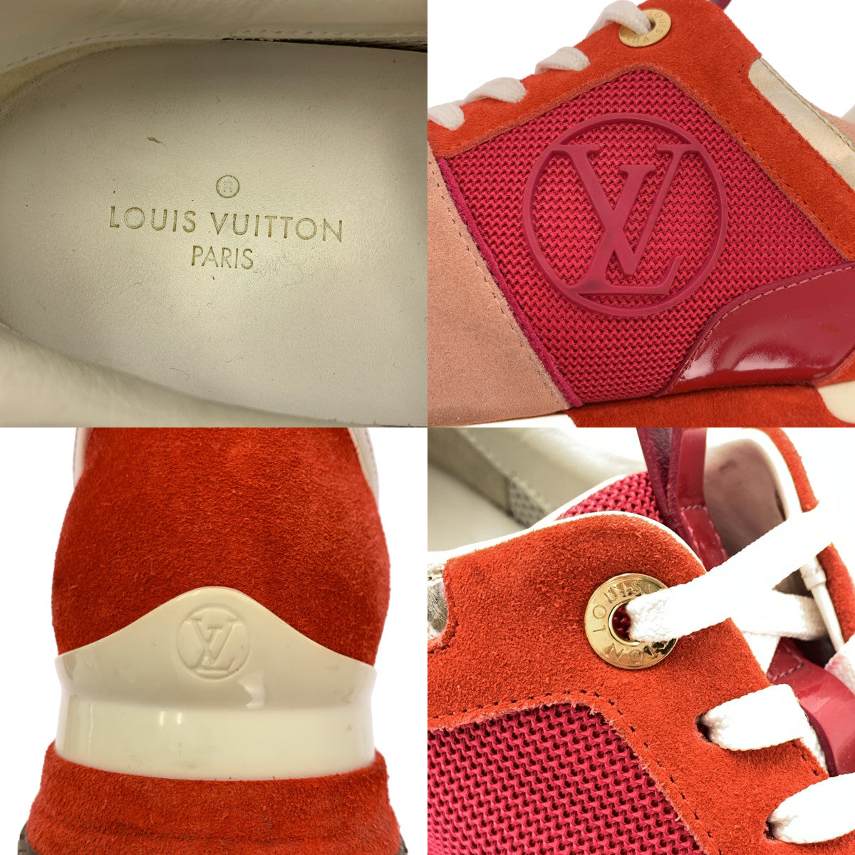 【美品】  Louis Vuitton / ルイヴィトン | スエードレザー 切替 ランナウェイ LV サークルロゴ スニーカー | 38 | ボルドー/ピンク系 | レディース
