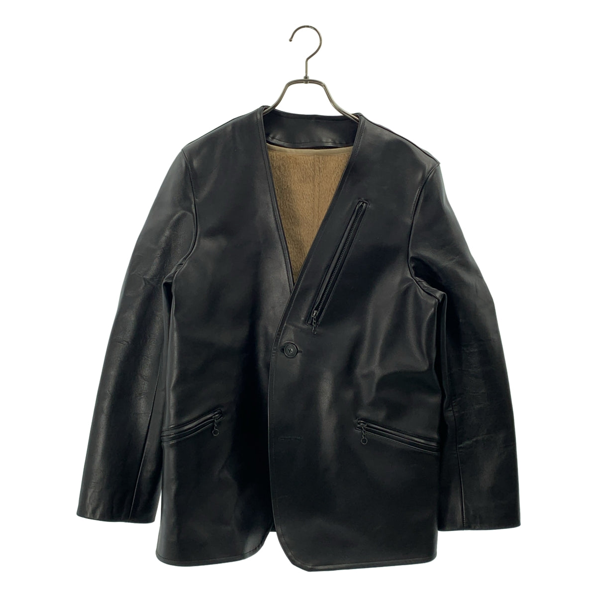 Nahyat / ナヤット | W-011 ウールライナー付き ラムレザー ノーカラージャケット | 2 | メンズ