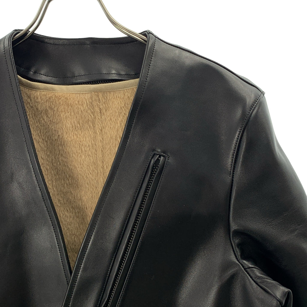 Nahyat / ナヤット | W-011 ウールライナー付き ラムレザー ノーカラージャケット | 2 | メンズ