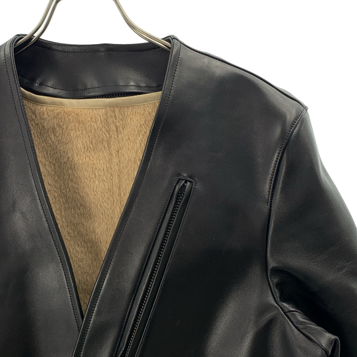 Nahyat / ナヤット | W-011 ウールライナー付き ラムレザー ノーカラージャケット | 2 | メンズ