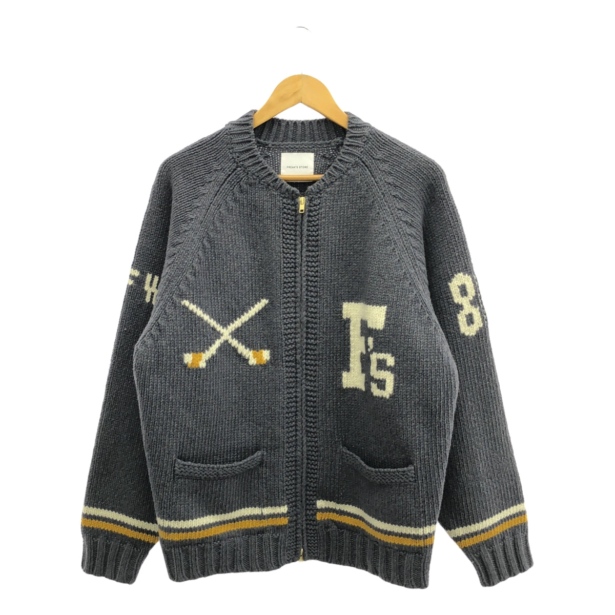 FREAK'S STORE / フリークスストア | 2022AW | F'Sロゴ カウチンニット | M | ネイビー / ホワイト / イエロー | メンズ