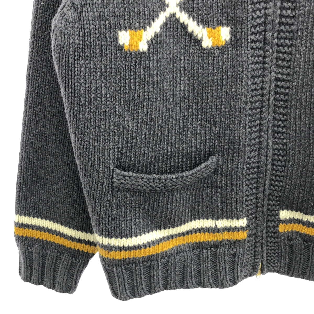 FREAK'S STORE / フリークスストア | 2022AW | F'Sロゴ カウチンニット | M | ネイビー / ホワイト / イエロー | メンズ