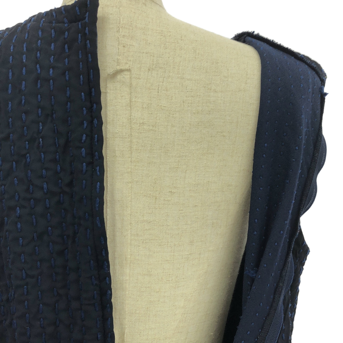 COMME des GARCONS COMME des GARCONS / コムコム | 2017SS | ポリエステル 製品加工 刺し子 リボン装飾 ボリューム ワンピース | S | ネイビー | レディース