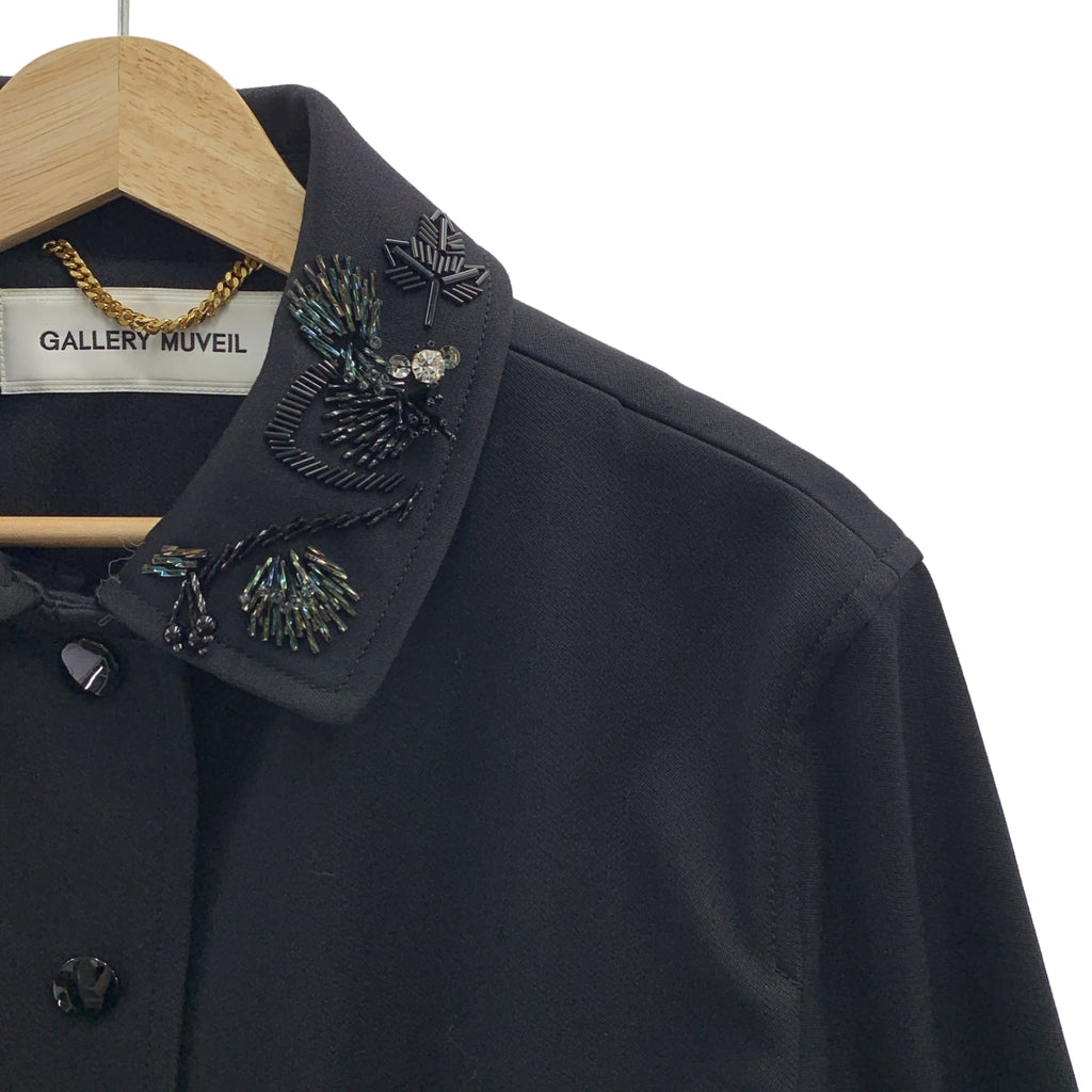 MUVEIL / ミュベール | GALLERY / ビーズ装飾 ブルゾン ジャケット | 38 | ネイビー | レディース