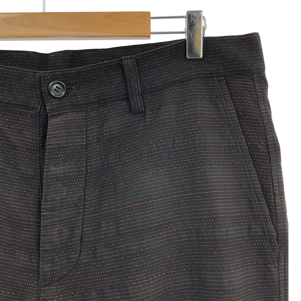 ISSEY MIYAKE A-POC | 漸變色提花邊休閒褲 | 尺寸 3 | 黑色/紅色 | 男款