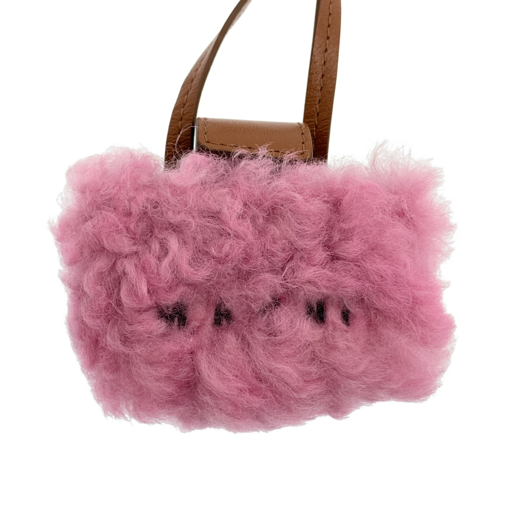 【미품】 MARNI / 마르니 | 2022AW | 시어링 가죽 스트랩 AirPods 홀더 | 핑크 | 여성