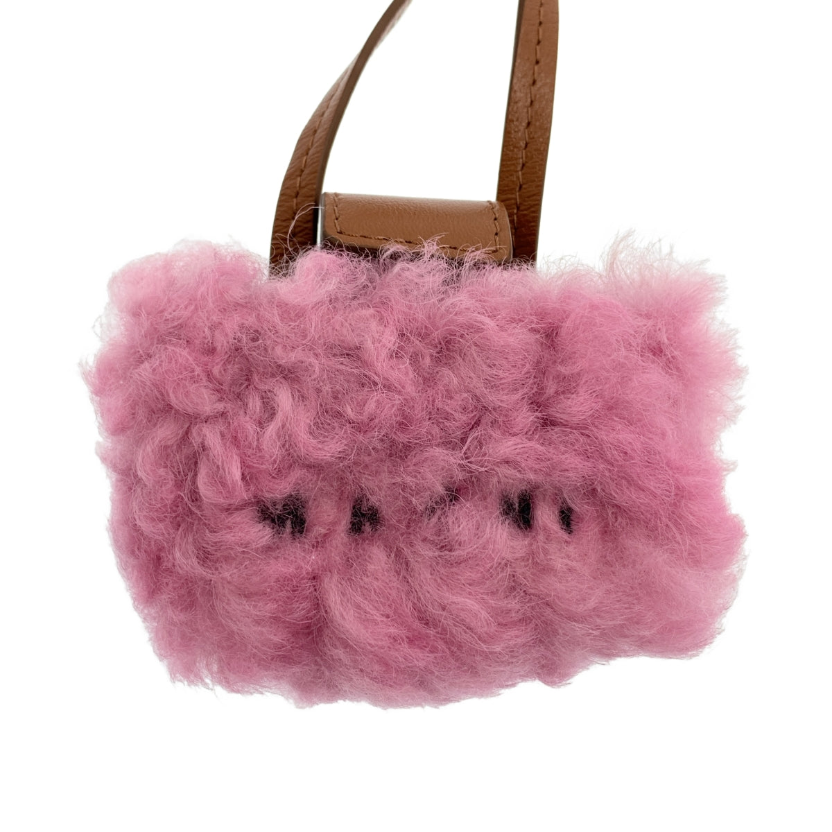 【미품】 MARNI / 마르니 | 2022AW | 시어링 가죽 스트랩 AirPods 홀더 | 핑크 | 여성