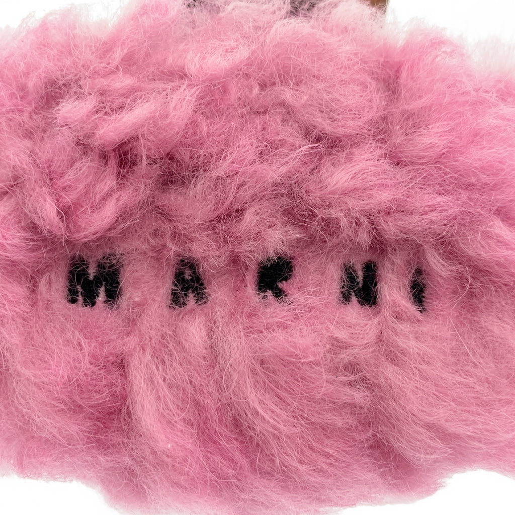 【미품】 MARNI / 마르니 | 2022AW | 시어링 가죽 스트랩 AirPods 홀더 | 핑크 | 여성