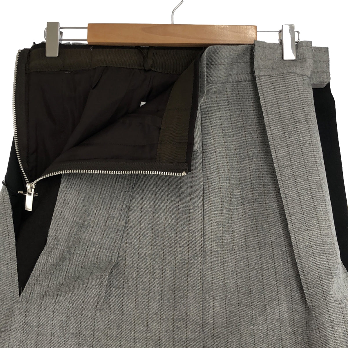 sacai / サカイ | 2023AW | Wool Melton Stripe Skirt ウールメルトンスカート | 1 | グレー | レディース