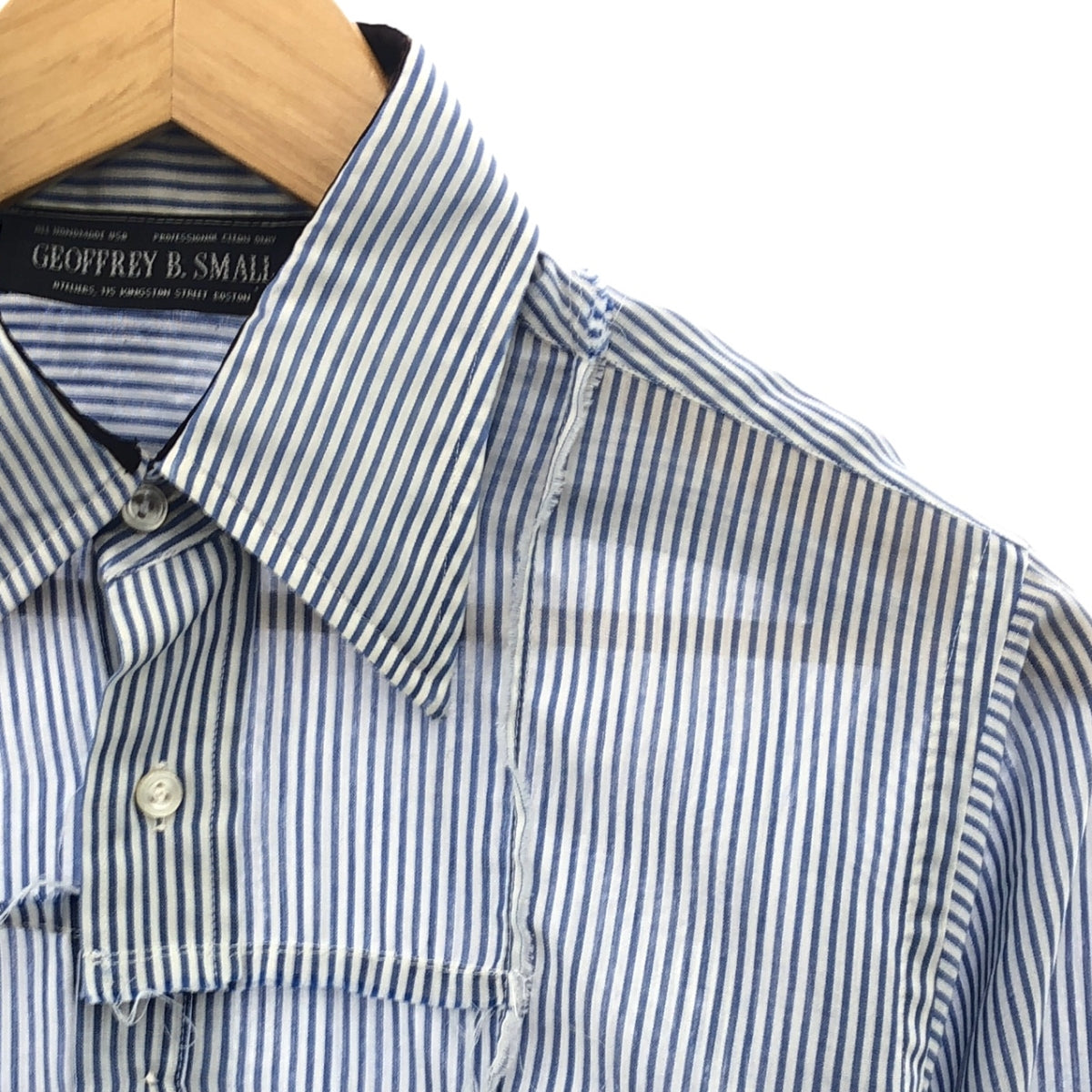 GEOFFREY B.SMALL | Reconstructed Inside-Out Patch Shirt | Blue/White | Men's