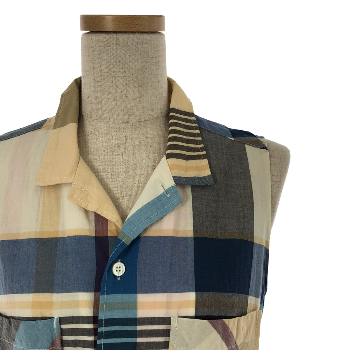 【미품】 Engineered Garments / 엔지니어드 가멘츠 | BIG MADRAS PLAID Khaki 클래식 드레스 원피스 | 1 | 멀티 컬러 | 여성