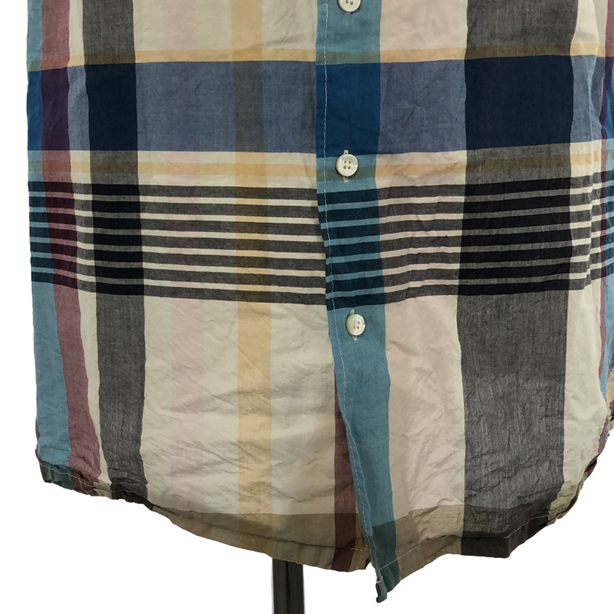 【미품】 Engineered Garments / 엔지니어드 가멘츠 | BIG MADRAS PLAID Khaki 클래식 드레스 원피스 | 1 | 멀티 컬러 | 여성