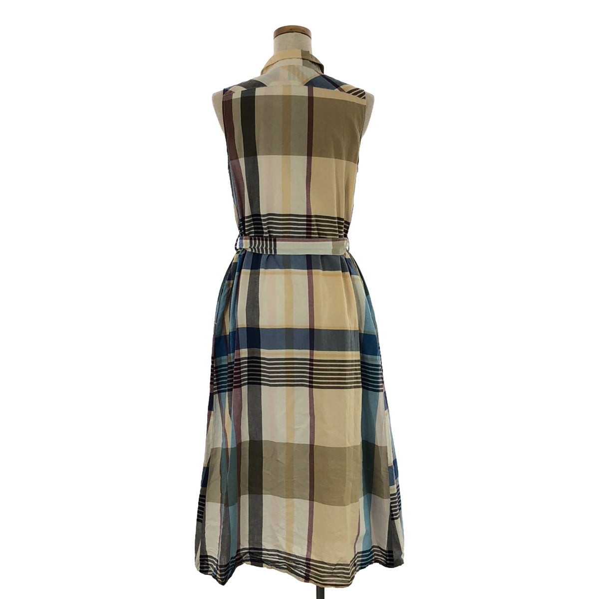 【미품】 Engineered Garments / 엔지니어드 가멘츠 | BIG MADRAS PLAID Khaki 클래식 드레스 원피스 | 1 | 멀티 컬러 | 여성