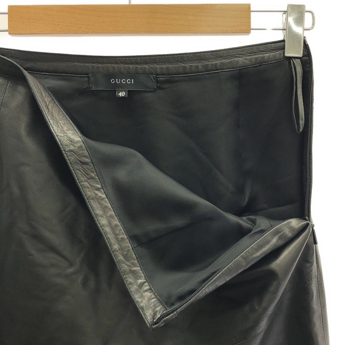 [Good Condition] GUCCI | Lamb Leather Side Zip Skirt / Fully Lined | Size 40 | Black | Women's