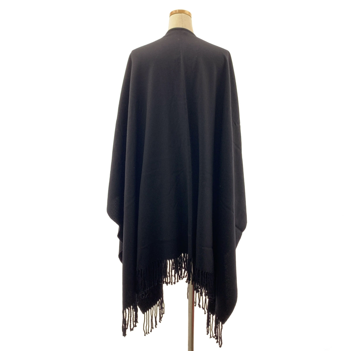 【美品】  ASAUCE MELER / アソース メレ | ウール フリンジ ポンチョ ストール | F | ブラック | レディース