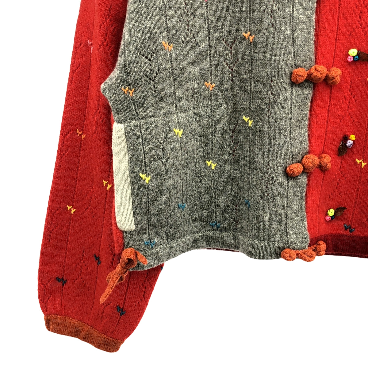 YanYan / ヤンヤン | × Ron Herman / ロンハーマン Rosie Kungfu Cardigan / 装飾 ニット カーディガン | XS | レッド/グレー | レディース