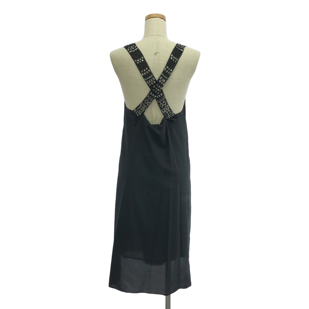 【美品】  3.1 Phillip Lim / スリーワンフィリップリム | シルク ビジュー 装飾 スリーブ ドレス ワンピース | 2 | black | レディース