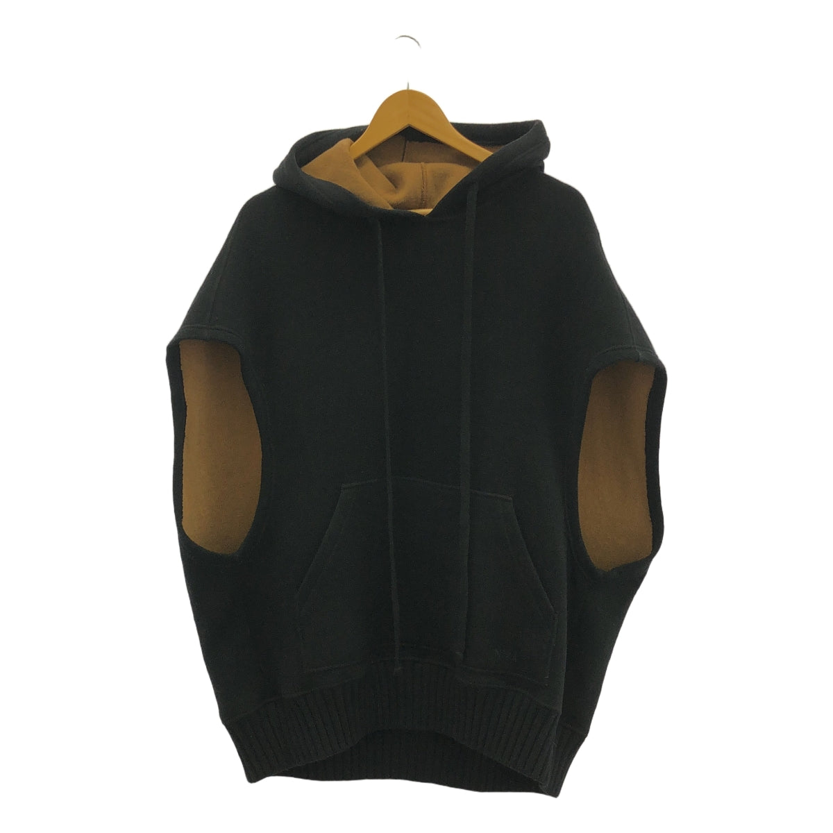 N°21 / 누메로벤투노 | 울 나일론 혼합 오버 사이즈 더블 페이스 민소매 니트 파커 | XS | 블랙 / 브라운 | 여성