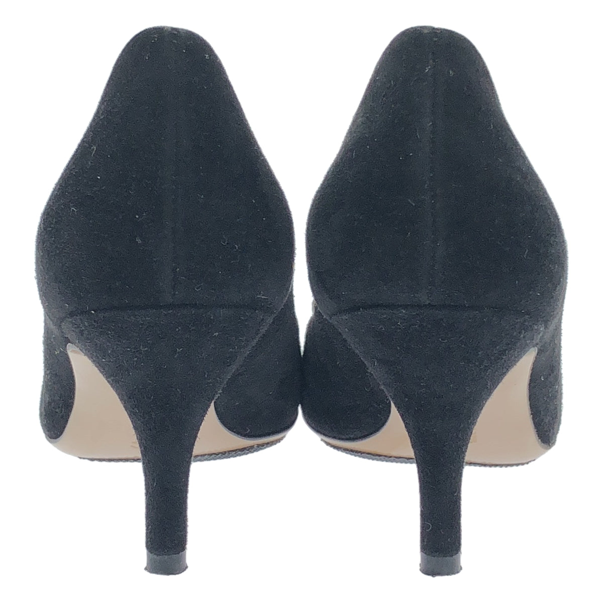 [狀況極佳] Salvatore Ferragamo | 緞帶絨面革高跟鞋 | 5D | 黑色/金色 | 女款