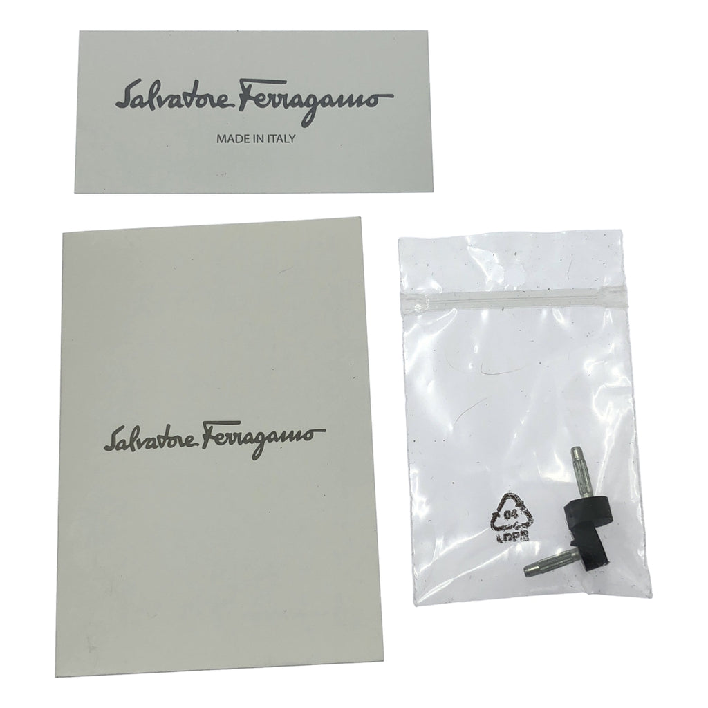 [狀況極佳] Salvatore Ferragamo | 緞帶絨面革高跟鞋 | 5D | 黑色/金色 | 女款