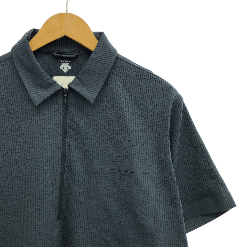 迪桑特 |泡泡紗半拉鍊襯衫 | S |海軍 |男士