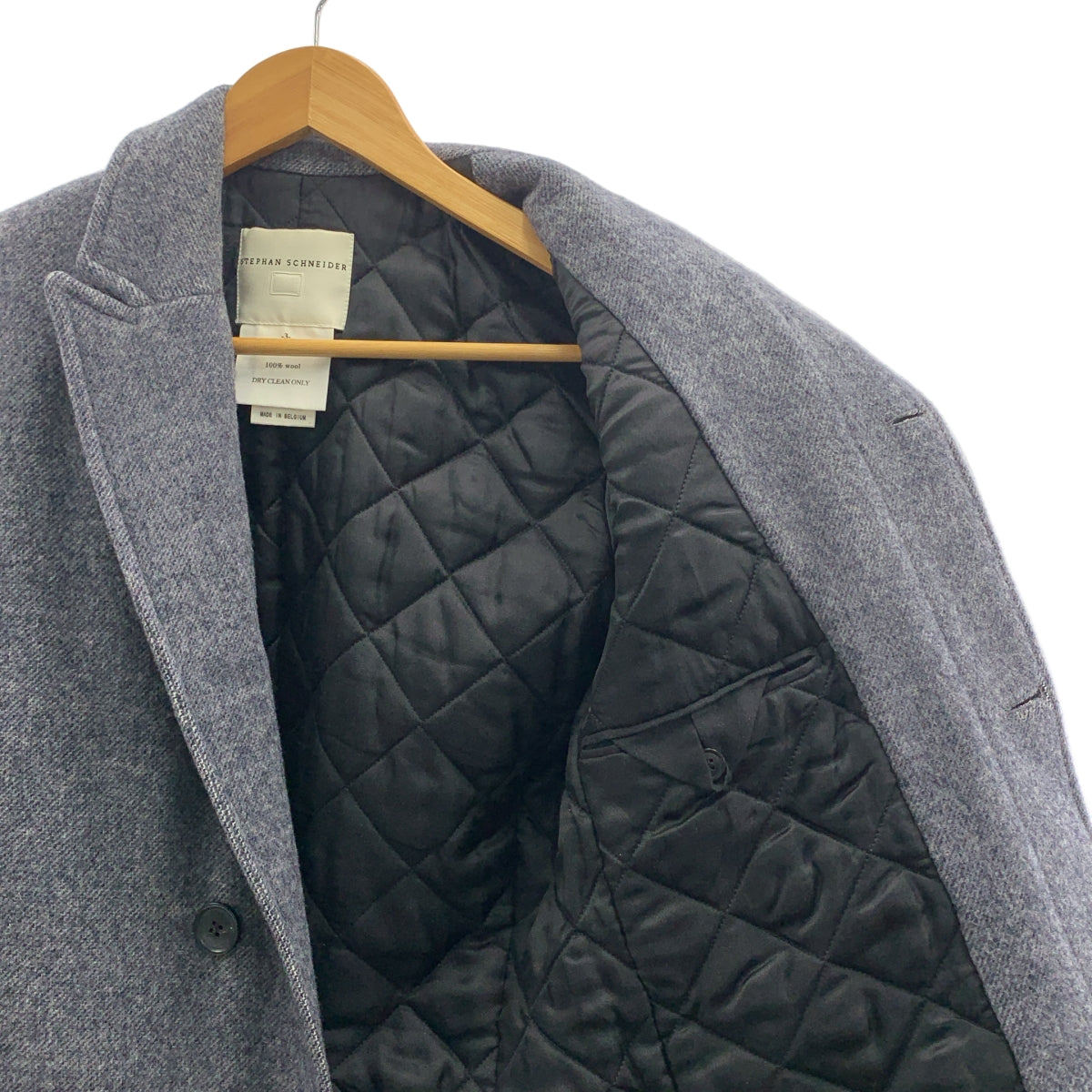 STEPHAN SCHNEIDER / ステファンシュナイダー | ウール キルティング チェスターコート | 3 | グレー | メンズ